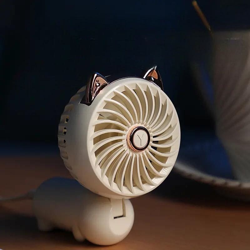Cute Foldable Cat Fan, Mini Portable Fan, Electric Fan Foldable Cute Desk Fan, Handheld Pocket Fan, Outdoor Travel Mini Fan, Cute Rechargeable Handheld Fan, Cartoon Portable Usb Charge Fan, Portable Table Fan