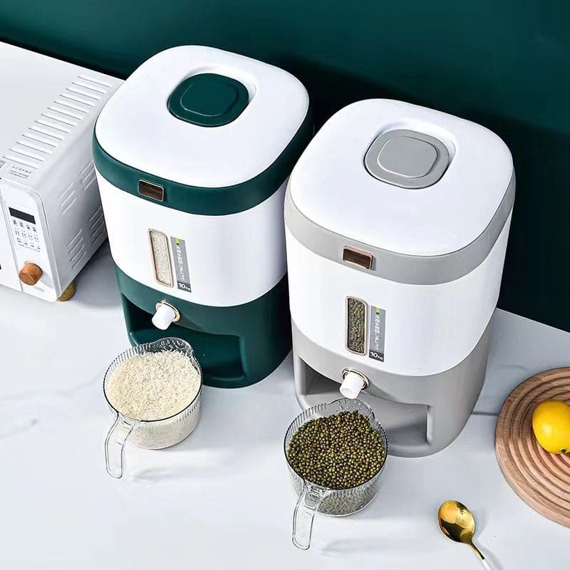 10Kg Automatic Rice Box, Elegant Dispenser Container, Food Tank Rice Organizer, Multipurpose Cereal Dry Food Storage Box, Large Food Storage Container With Locking Lid, Grain And Oatmeal Storage Container