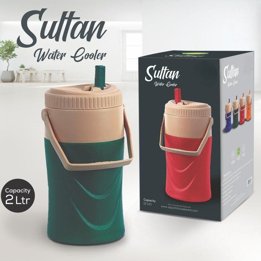Sultan Water Cooler, 2Ltr Jet Cooler, Drinking Water Cooler, Portable Travelling Thermos, Insulated Plastic Beverage Container