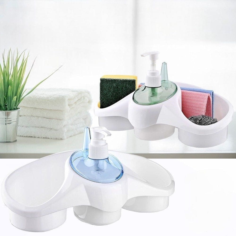Snip Soap Dispenser With Sponge Holder, Dish Washing Soap Dispenser, Multi Utility Soap Sponge Storage for Bathroom Kitchen Basin, Titiz Soap Dispenser with Sponge Holder