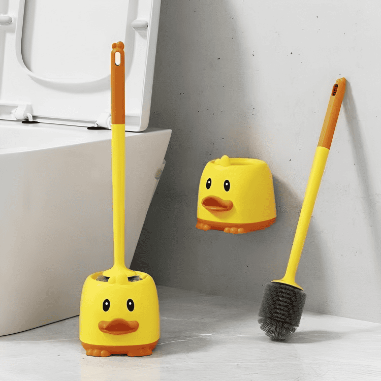 Little Duck Toilet Brush, Household Decontamination Cleaning Brush, Long Handle Dead Corner Toilet Brush, Home Bathroom WC Accessories Cleaning Supplies, Wall-mounted Toilet Brush With Quick Drying Holder