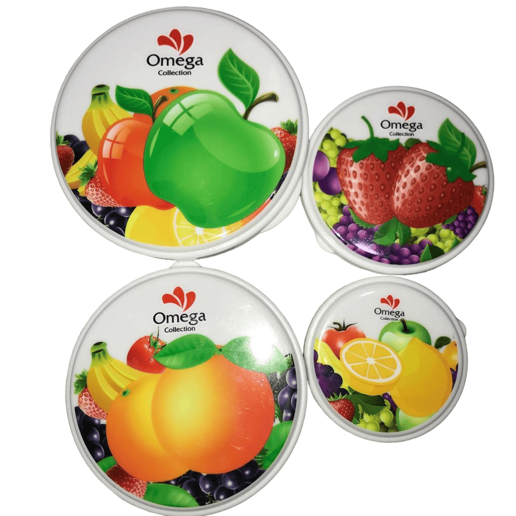 Set Of 4 Round Fruity Box, Fresh Keeping Jars, Food Container Food Storage Jars, Multipurpose Stackable Air Tight Container, Transparent (300ml, 250ml, 200ml and 150ml) Food Storage Container