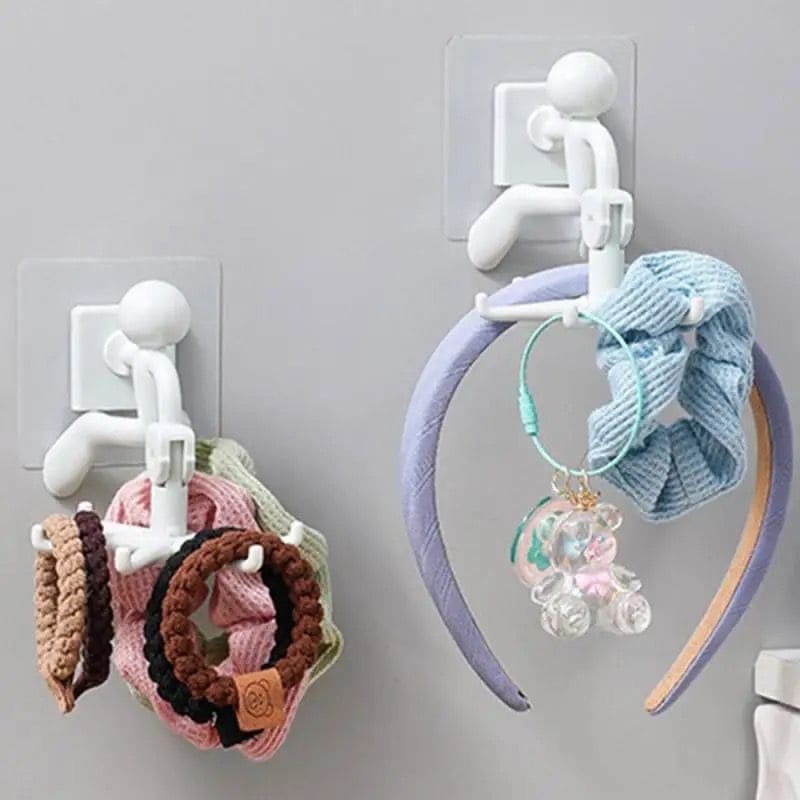 Little Man Claw Hook, Cabinet Wall Top Hook, 360° Rotatable Claw Hook, Dual Purpose Small Humanoid Hook, Traceless Shelf Sticky Hook, Kitchen Utensil Hanger Wall Hanger Hook, Multipurpose Self Adhesive Holder, Bathroom Kitchen Household Hanging Rack