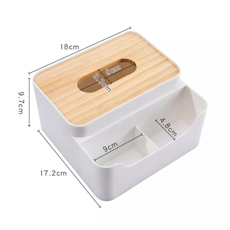 Tissue Organizer, Remote Control Holder, Napkin Paper Container Desktop Organizer, Multifunctional Partition Wooden Tissue Organizer, Tissue Storage Box