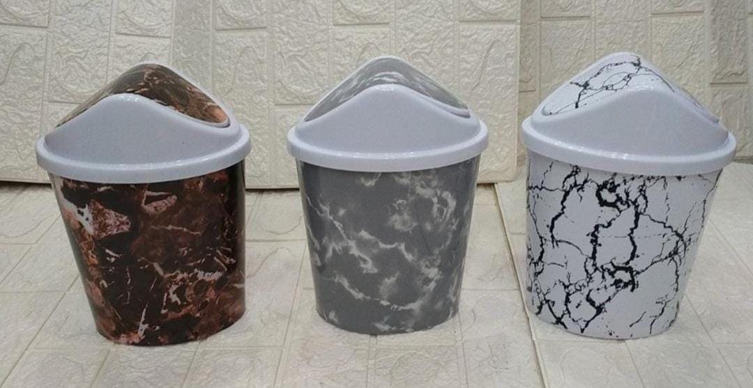 Marble Pattern Trash Bin, Office Bathroom Kitchen Flip Trash Bin, Plastic Living Room Bedroom Garbage Box