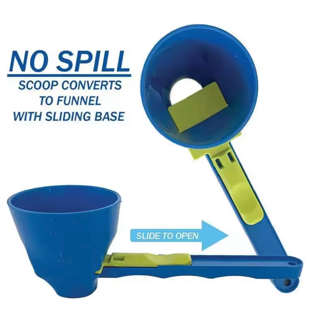 Set Of 2 Sliding Funnel Spoon, 2 in 1 Sliding Spoon, Adjustable Powder Scoop, Sliding 2 in 1 Powder Scoop