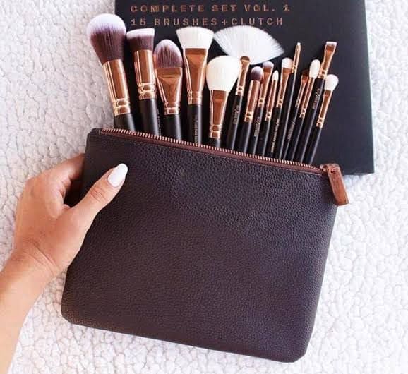Set Of 15 Pro Makeup Brush Set, Beauty Makeup Tool, Cosmetics Makeup Brushes, Eyeshadow Eyeliner Blending Pencil Cosmetics Tools With Pu Bag