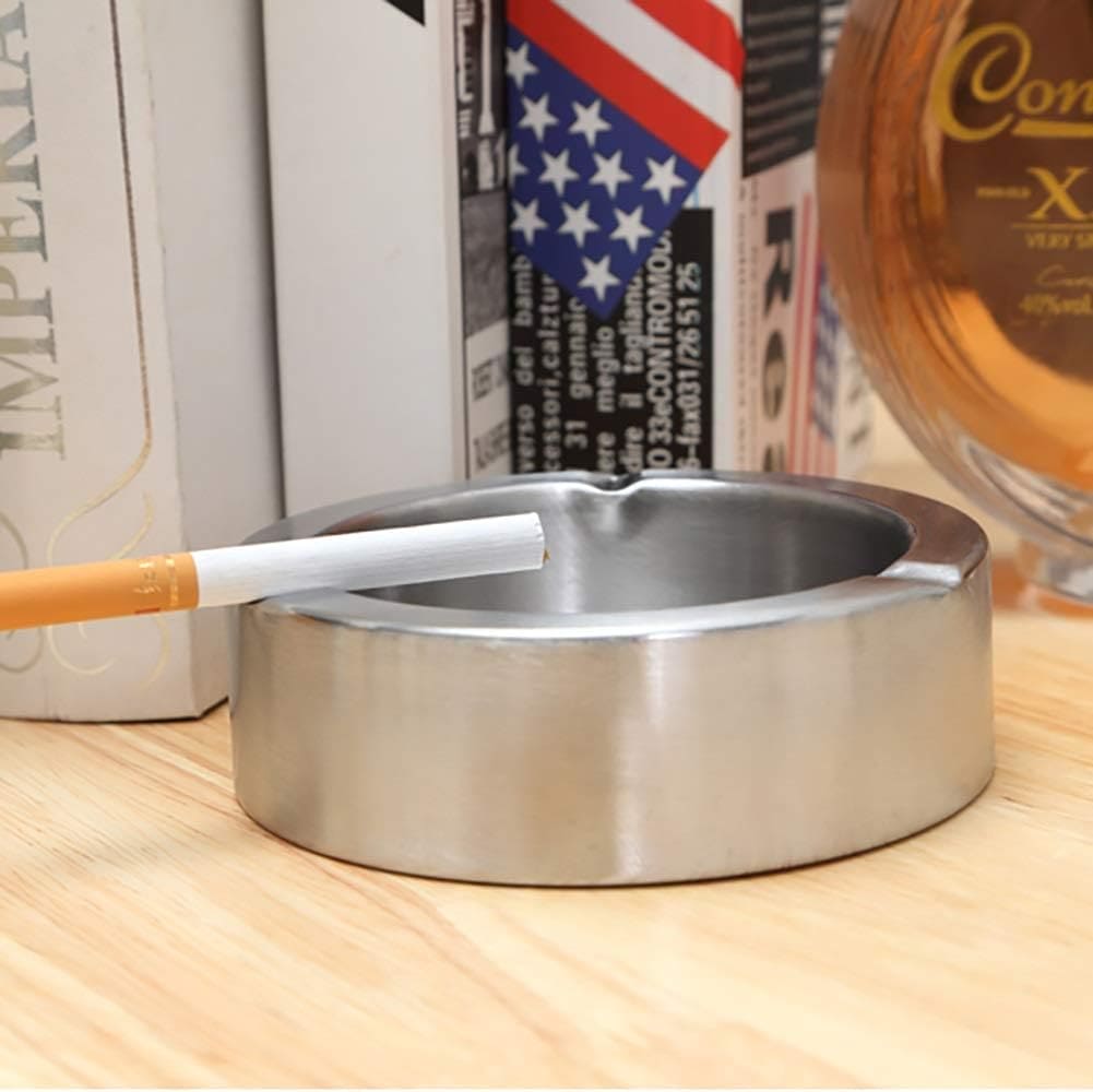 Round Smoking Ashtray, Cigarette Holder Ashtray, Elegant Stainless Steel Ashtray, Simple Ashtray Ornament for Cigarette, Premium Modern Smoking Holder, Windproof Ash Holder