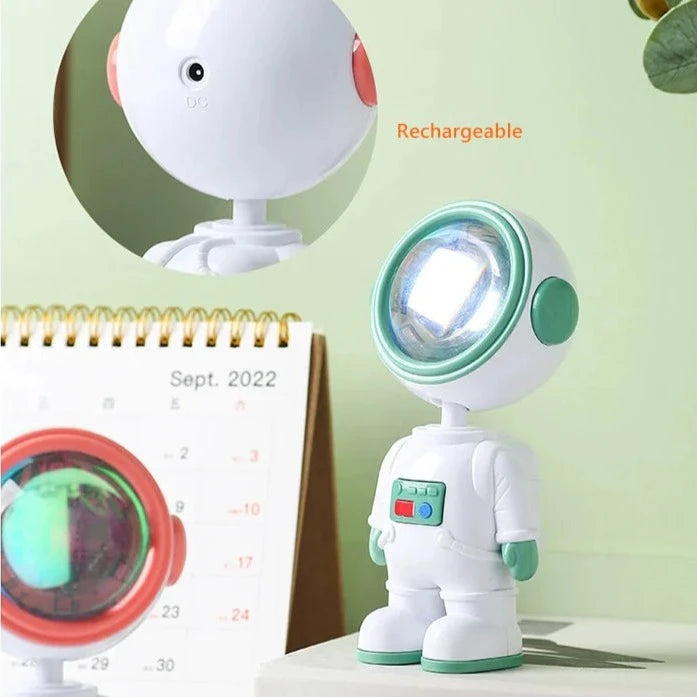 Astronaut Starry Sunset Lamp, LED Rainbow Neon Night Light Projector, 360° Rotation Touch Control RGB Light, Rechargeable Astronaut LED Sunset Projection Lamp