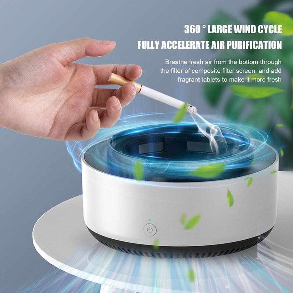 Smart Smoke Ashtray, Smoke Removal Air Purification Ashtray, Automatic Purifier Ashtray, Electronic Intelligent Smoking Gadget, Smoke Suction Ashtray For Home Office And Car, Portable Smoke Grabber for Cigarettes
