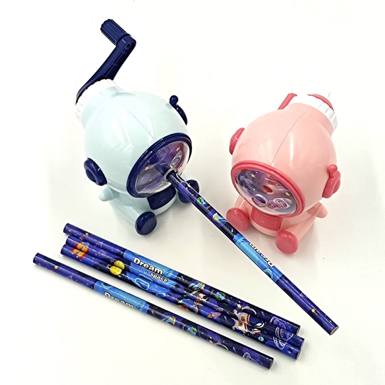 Astronaut Cartoon Pencil Sharpener, Students Pencil Sharpener, Hand Crank Manual Sharpener, 3rd Gear Adjustable Cute Astronaut Mechanical Sharpener, Cartoon Pencil Cutter For School, Astronaut Sharpener with Container