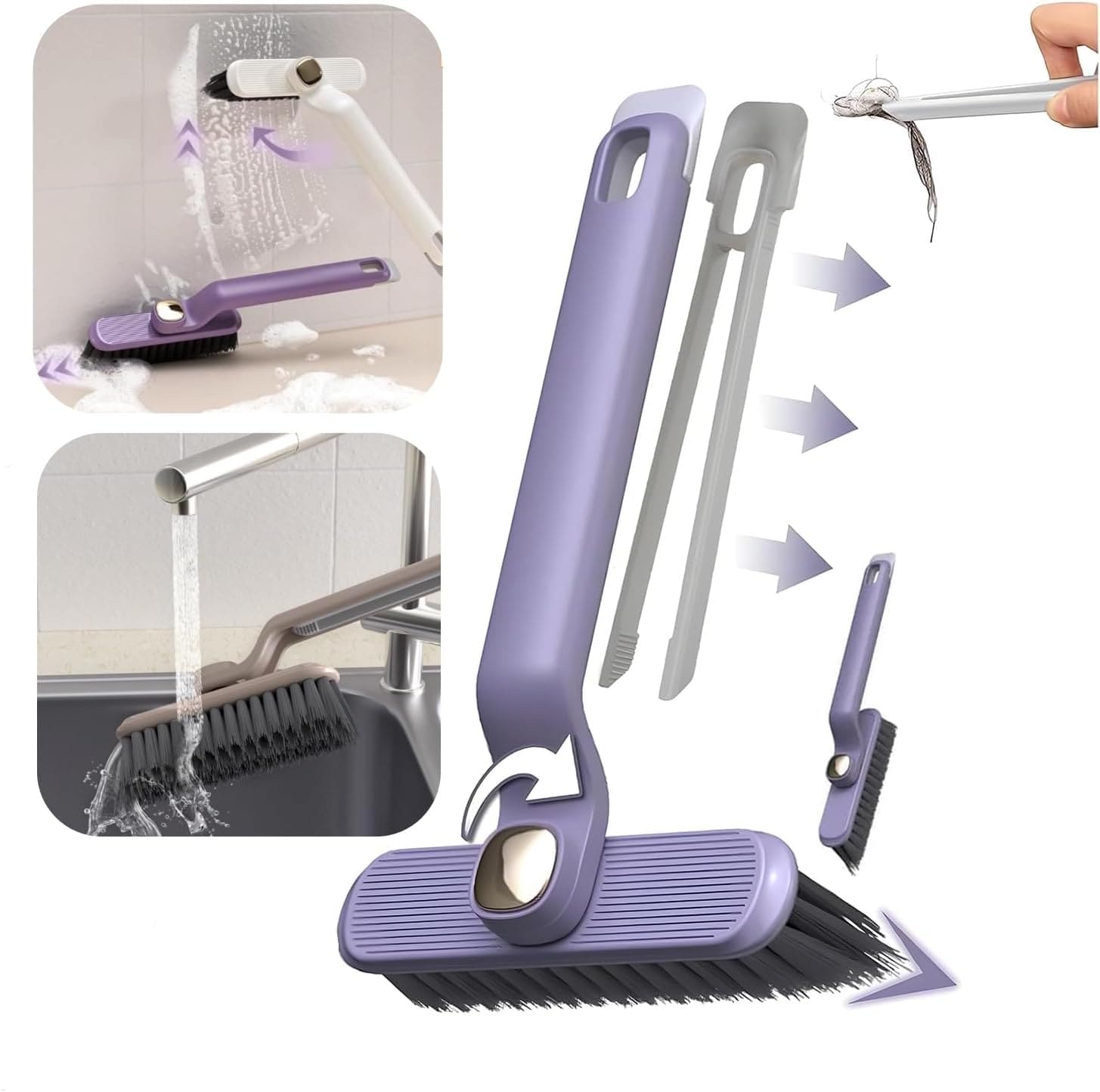 Rotating V Shaped Cleaning Brush, 2 In 1 Cleaning Brush Clip Tool, Bathroom Kitchen Shower Floor Cleaner Brush, Dead Angled Gap Cleaning Brush, Multifunctional Bathroom Tile Brush, Floor Gab Cleaning Brush