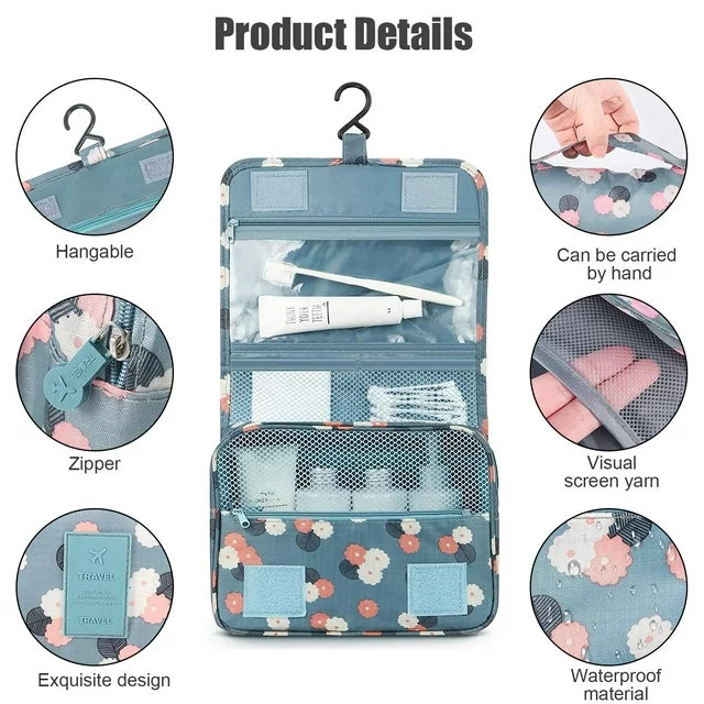 Travel Hook Cosmetic Bag, Hanging Dry Wet Separation Bag, Waterproof Cosmetic Bag, Portable Toiletry Storage Bag, Multifunction Travel Hanging Pouch, Beautician Folding Makeup Bag, Monument Hanging Toiletry Bag, Folding Makeup Bags