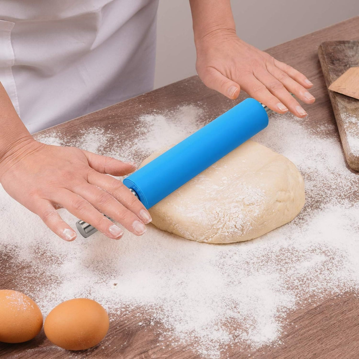 Metal Kitchen Roti Belan, Silicone Flour Stick Rolling Pin, Steel Hand ...