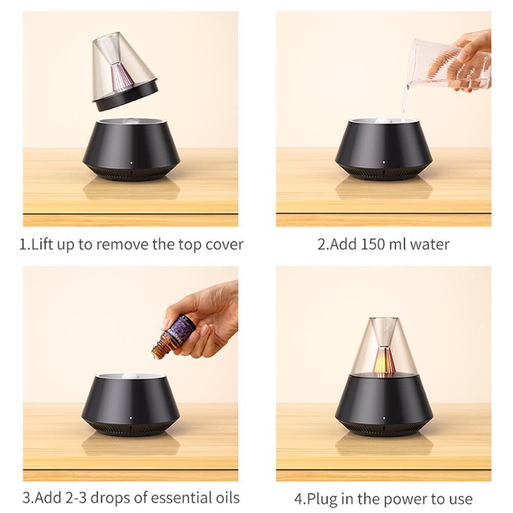 Volcano Room Diffuser, USB Air Humidifier, Retro Light Air Freshner, 150ML Essential Oil Diffuser, Remote Control Aromatherapy Humidifier, Ultrasonic Cool Mist Maker Frogger, Candlelight Fragrance Scent Dispenser, Home Car Bedroom Table Humidifier