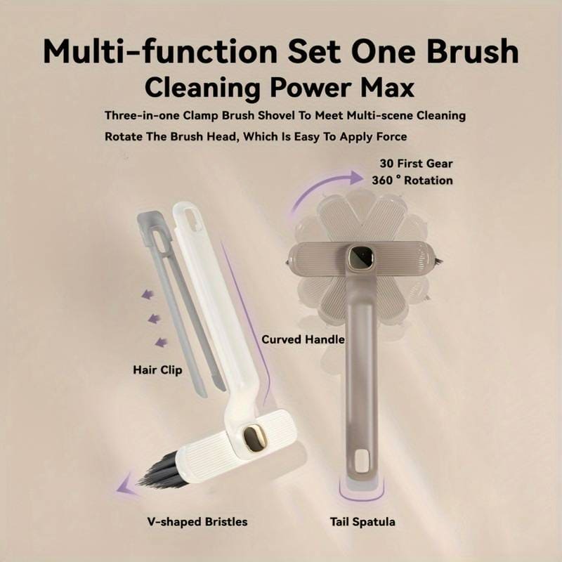 Rotating V Shaped Cleaning Brush, 2 In 1 Cleaning Brush Clip Tool, Bathroom Kitchen Shower Floor Cleaner Brush, Dead Angled Gap Cleaning Brush, Multifunctional Bathroom Tile Brush, Floor Gab Cleaning Brush