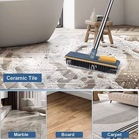 Comb Cleaning Wiper, Adjustable Floor Cleaning Brush, Bathroom Wiper Kitchen Tile Cleaning Tools, 2 in 1 Floor Scrubber Cleaning Grout Brush With Comb, Grout Scrubbing Brush Long Handle Tile Cleaning Brush, Bathroom Kitchen Tile Crack Cleaning Brush