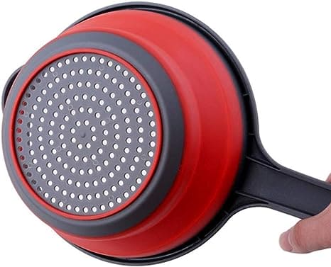 Foldable Colander Basket, Folding Vegetable Fruit Washing Basket Drain Strainer, Extendable Kitchen Colander Strainer With Handle, Round Kitchen Strainer for Draining, Over The Sink Vegetable/Fruit Flexible Strainer,  Folding Heat Resistant Colander