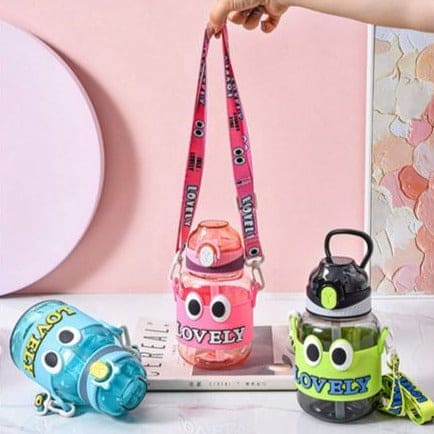 Lovely Kids Water Thermos, Kids School Bottle, 500ml Cartoon Water Container With Strap,  Cute Water Bottle Drinking With Straw Cup, Portable Leak Proof Straw Water Bottle