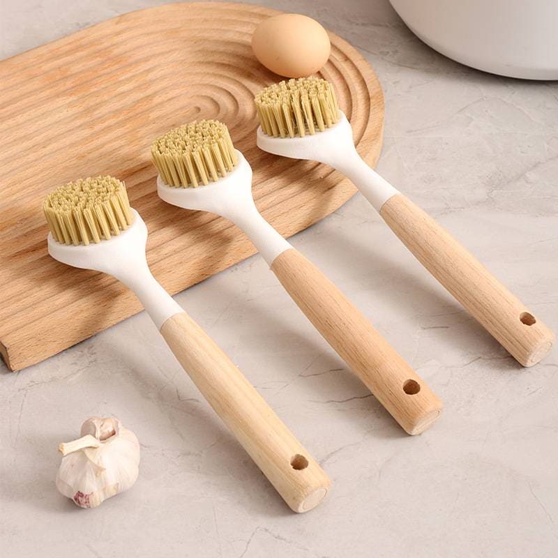 Dish Scrubbing Brush, Wooden Handle SIGA Dish Brush, Kitchen Scrubbing Brush, Washing Up Brush, Kitchen Bathroom Washing Scrubbing Brush With Small Handle, Shower Cleaning Brush, Non Stick Kitchen Multifunctional Cleaning Brush, Pot Scrubbing Brush