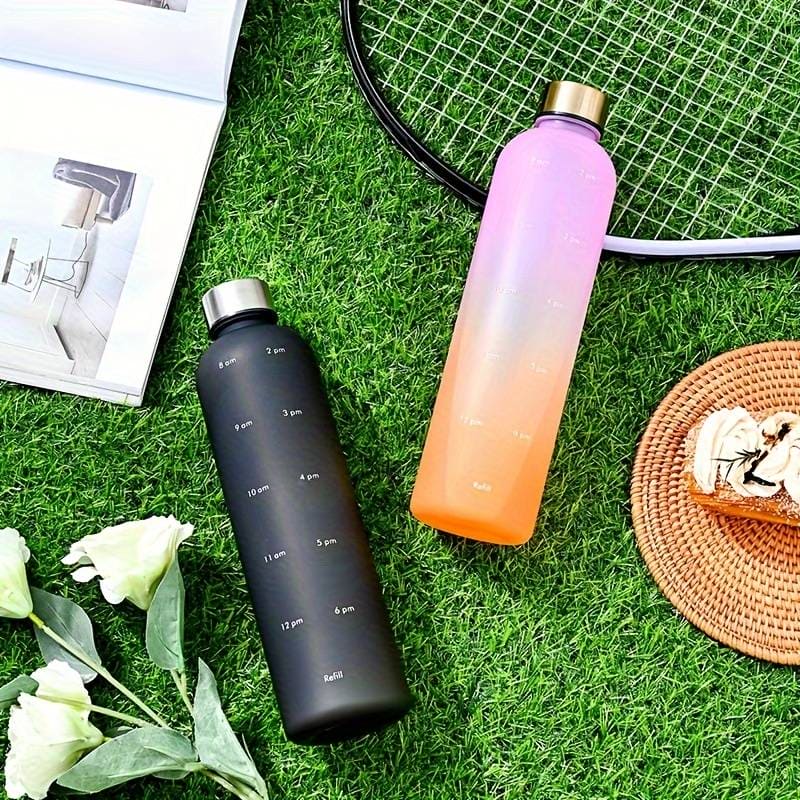 1L Time Marker Water Bottle, Motivational Water Bottle With Time Markings, Sports Water Bottle for Outdoor Activities