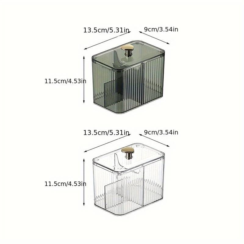 Double Layer Cotton Swab Box, Heart Transparent Storage Box With Lid, 3 Section Qtip Holder, Multifunctional Home Storage Box, Home Cosmetic Storage Box, Bathroom Canisters Vanity Organizer, Transparent Cosmetic Storage Box