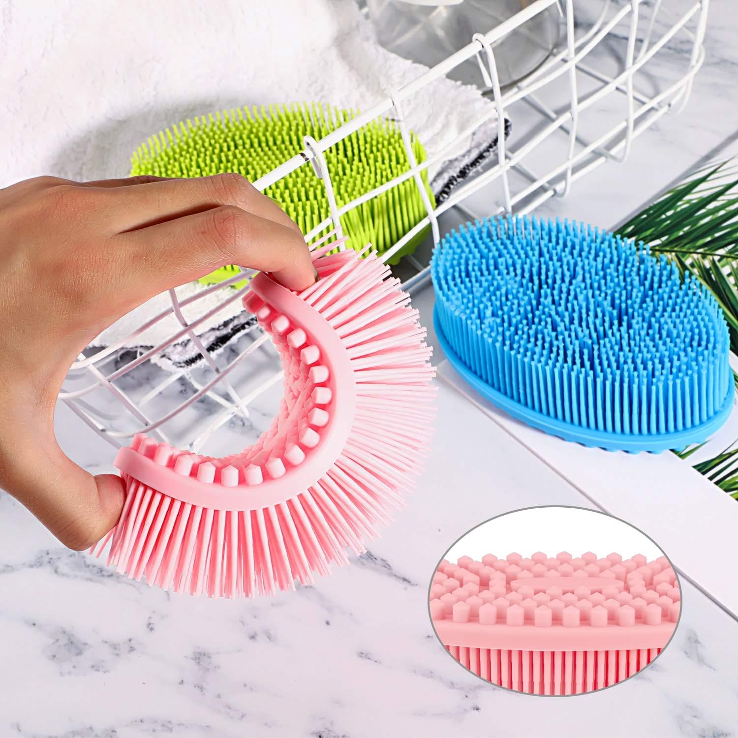 Silicon Baby Shower Brush, Soft Body Bath Wash Brush, Double-Sided Body Brush, Skin Exfoliating Loofah Brush, Shower Bath Body Brush