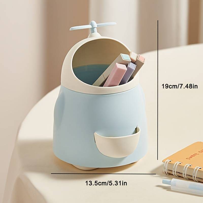 Cute Eve Storage Bucket, Cute Student Pen Holder With Sharpener, Multifunctional Desktop Makeup Brush Storage Box, Mini Desktop Trash Can, Pencil Holder With Chipper