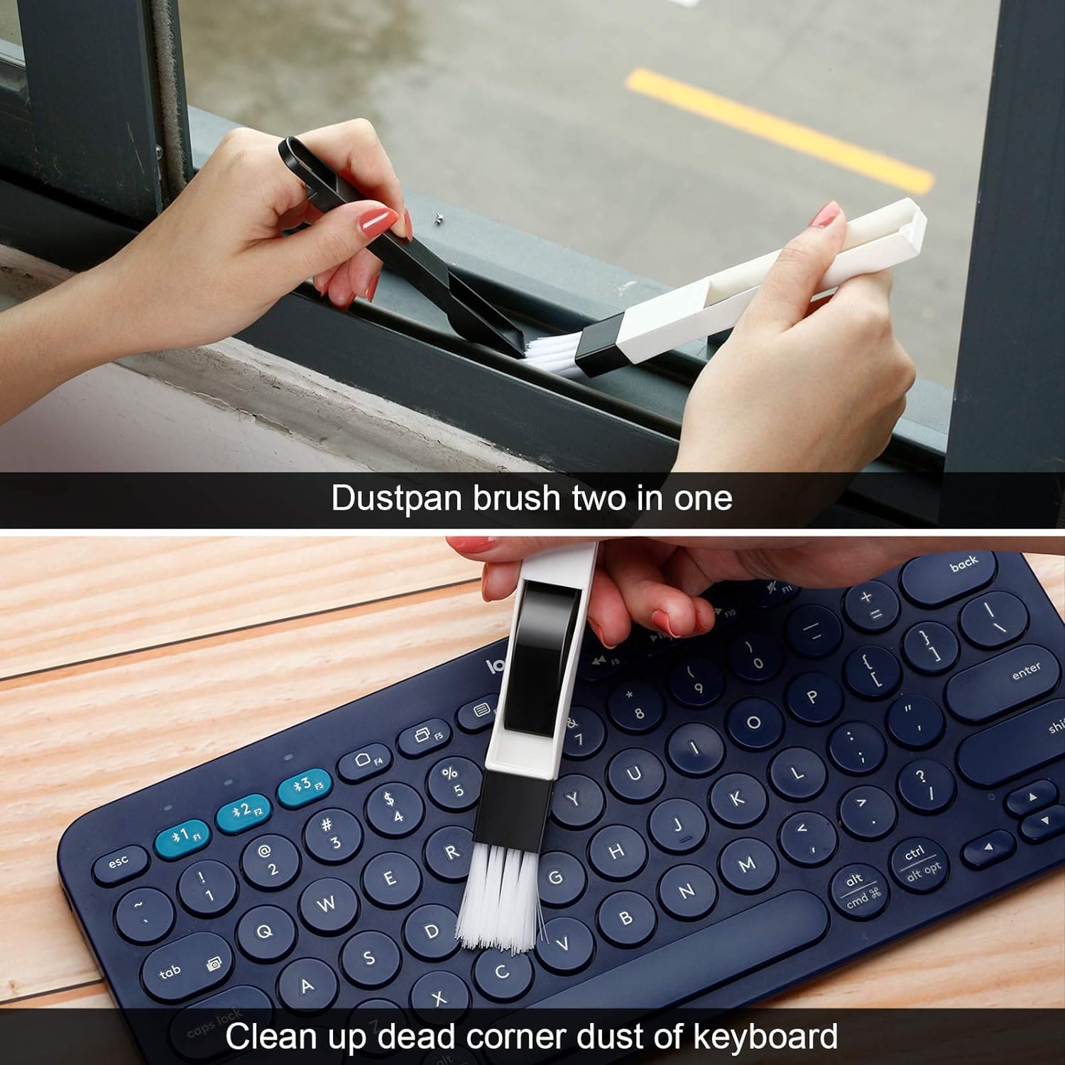 Track Cleaning Brush, 2 In 1 Groove Clean Brush,  Dust Cleaning Brush With Mini Dustpan, Multipurpose keyboard Cleaning Brush, Computer Window Cleaning Brush, Nook Cranny Dust Shovel Window Cleaner, Slot Screen Keyboard Drawer Cleaning Brush