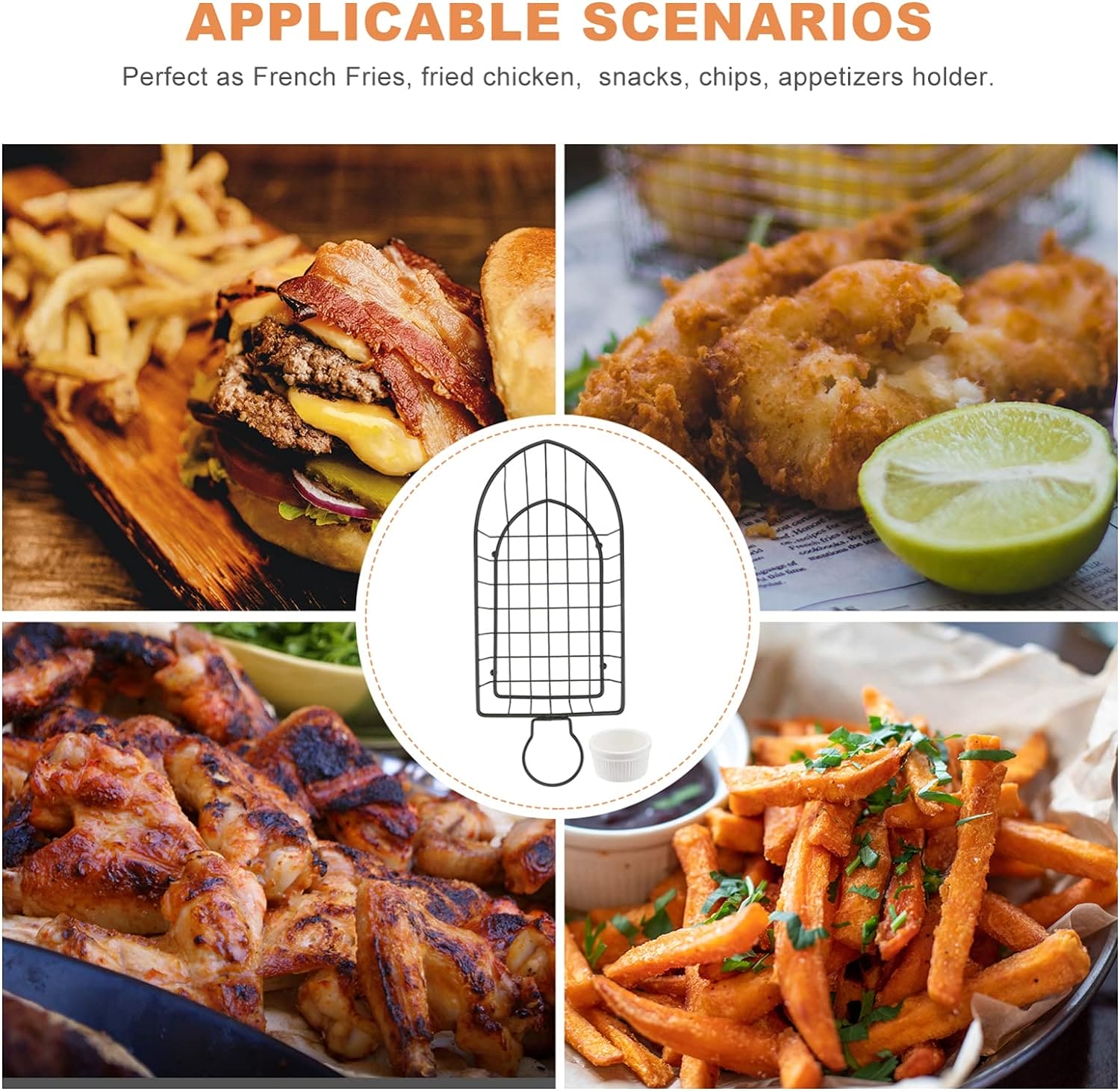 Boat Snack Basket, Iron Food Basket with Sauce Dippers, French Fries Basket, Food Oil Strainer Bucket, Creative Tableware Container, Stainless Steel Wire Strainers, Metal Wire Food Organizer for Home Restaurant