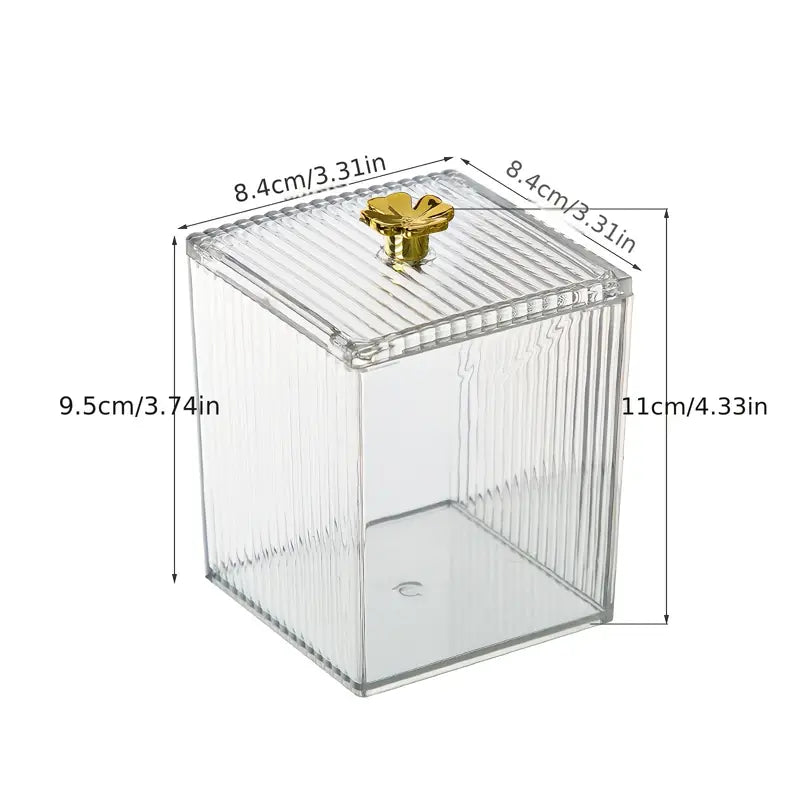 Acrylic Square Swab Storage Box, Makeup Cotton Pad Storage Box, Single Cell Clear Case, Cosmetics Jewellery Bathroom Container, Multifunctional Luxury Jar With Lid Storage, Bathroom Canisters Vanity Organizer, Transparent Cosmetic Storage Box