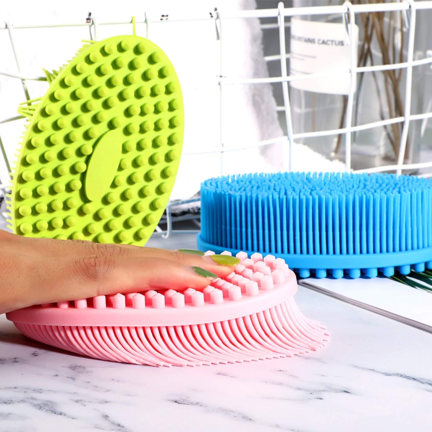 Silicon Baby Shower Brush, Soft Body Bath Wash Brush, Double-Sided Body Brush, Skin Exfoliating Loofah Brush, Shower Bath Body Brush