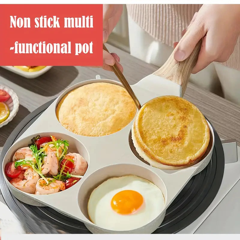 Four Round Egg Pan, Multi Pancake Pan, 4 Cavity Breakfast Omelet Pot, Non-Stick Frying Pan