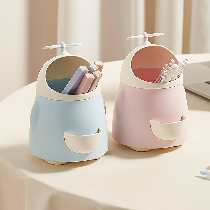 Cute Eve Storage Bucket, Cute Student Pen Holder With Sharpener, Multifunctional Desktop Makeup Brush Storage Box, Mini Desktop Trash Can, Pencil Holder With Chipper