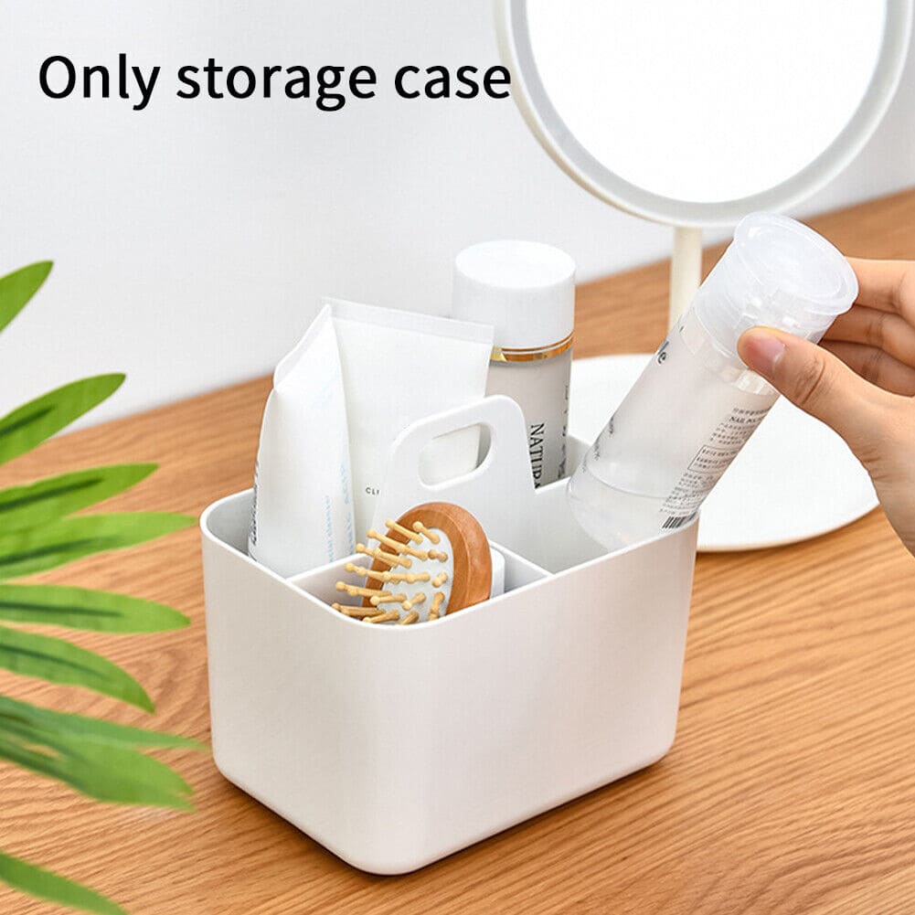 3 Compartment Shower Container, Portable Desktop Storage Box, Multifunction Divided Organizer, Countertop Storage Box With Handle, Multipurpose Stackable Storage Box