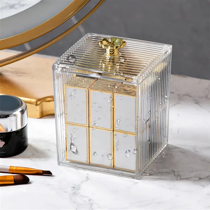 Acrylic Square Swab Storage Box, Makeup Cotton Pad Storage Box, Single Cell Clear Case, Cosmetics Jewellery Bathroom Container, Multifunctional Luxury Jar With Lid Storage, Bathroom Canisters Vanity Organizer, Transparent Cosmetic Storage Box