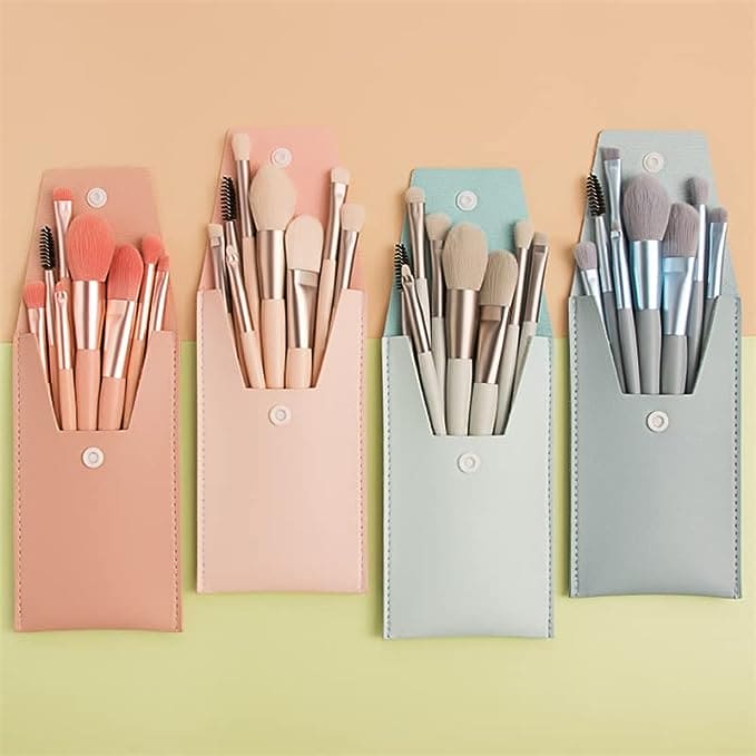 Set Of 8 Professional Makeup Brushes, Mini Travel Portable Soft Makeup Brushes,  Soft Fluffy Makeup Brush Set, Foundation Blush Powder Eyeshadow Concealer Tools with Bag