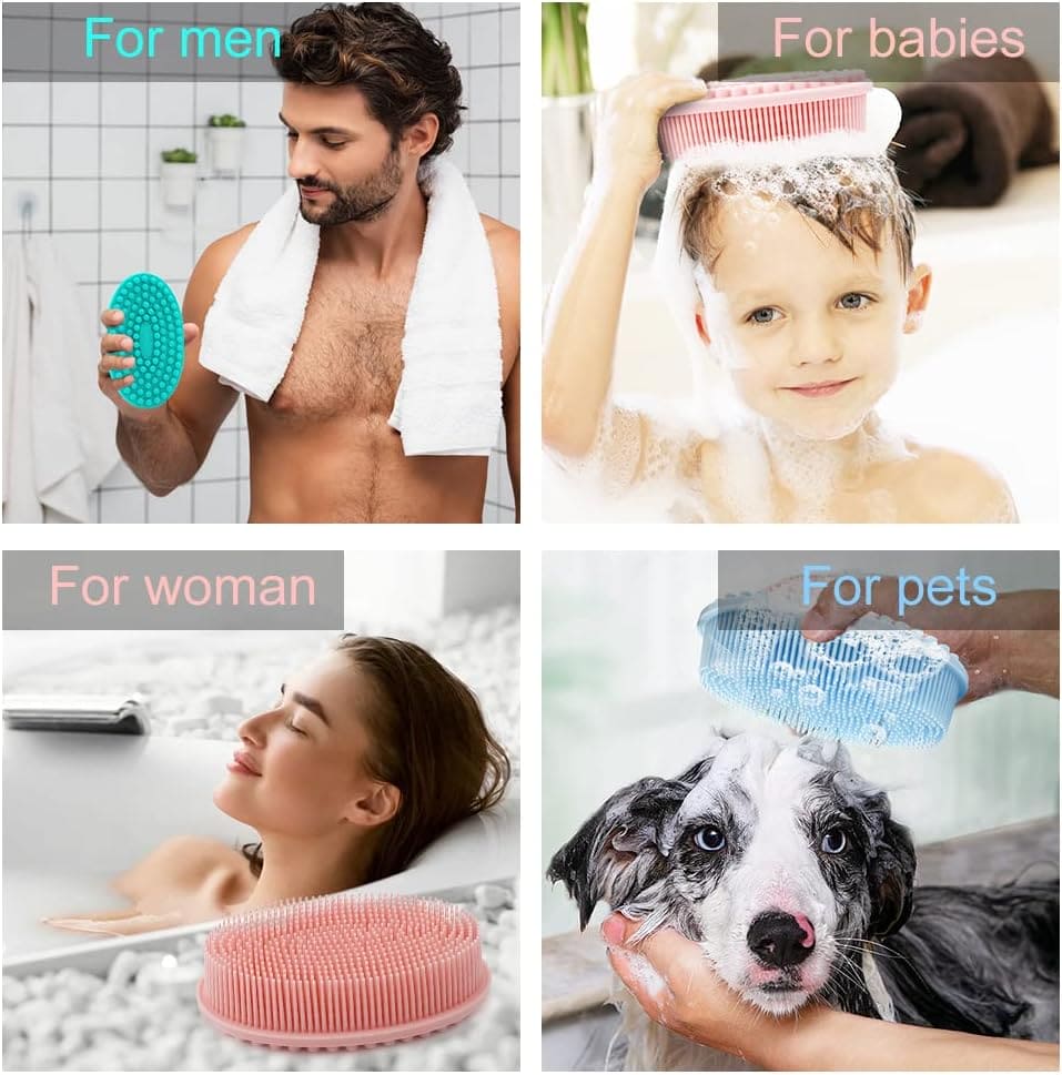 Silicon Baby Shower Brush, Soft Body Bath Wash Brush, Double-Sided Body Brush, Skin Exfoliating Loofah Brush, Shower Bath Body Brush