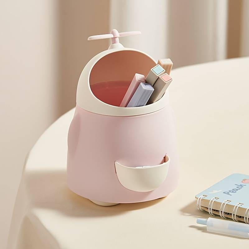 Cute Eve Storage Bucket, Cute Student Pen Holder With Sharpener, Multifunctional Desktop Makeup Brush Storage Box, Mini Desktop Trash Can, Pencil Holder With Chipper