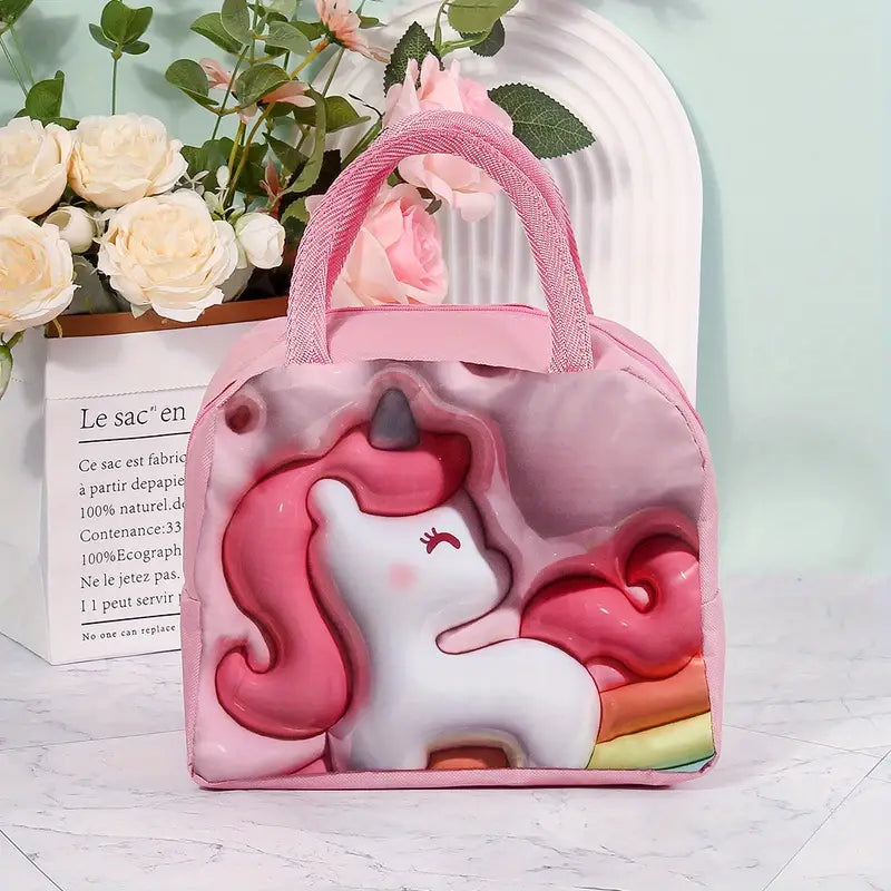 New Cartoon Insulated Lunch Box Tote Bag Hand-held Bento Bag 3d  Three-dimensional Lunch Insulation Bag Aluminum Foil Thickened Lunch Box Bag  - Temu