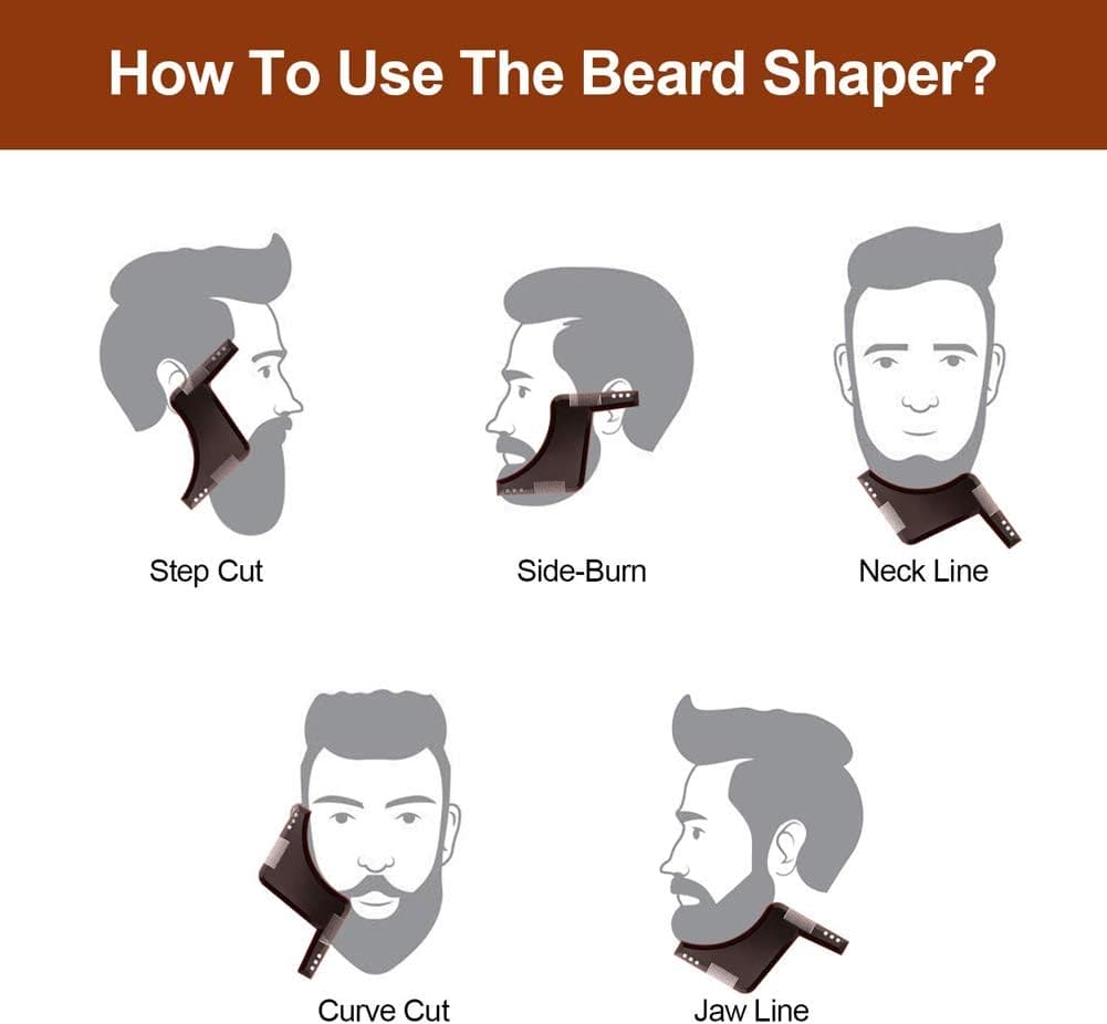 Beard Shaping Template, Men's Beard Styling Comb, Beard Trim Comb Shaper Template For Shaving Beard Straightener, Beard Shaping and Styling Template Comb, Hair Beard Trimmer Stencil, Men Beard Salon Brush Tools Barber Accessories
