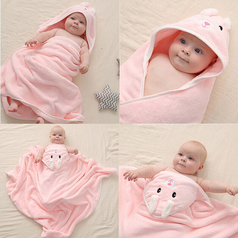 Baby Bathrobe Flannel Cloak, Cartoon Soft Hooded Spa Robe Bath Towel, Newborn Cover Up Hoodie Blanket, Little Angel Warm Sleeping Swaddle Wrap, Ultra Absorbent Toddler Bath Shower Towel