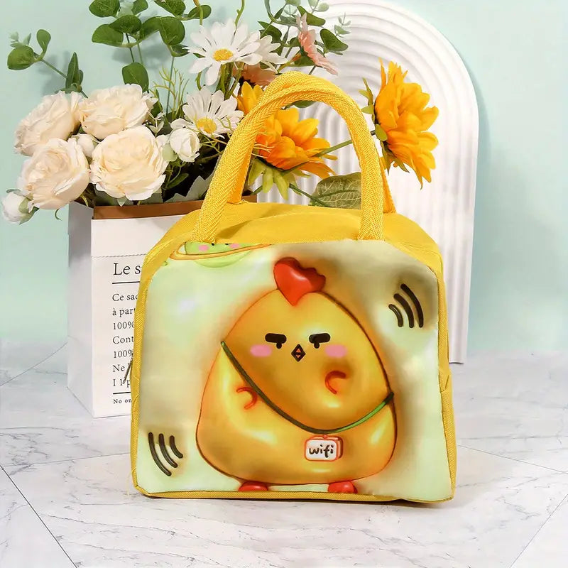 3D Thermal Lunch Bag, Cartoon Bento Bag, Large Capacity Lunch Bag with Foil Insulation, Handheld Insulated Lunch Box Bag, Children Cute Lunch Box Bag, 3D Printed Lunch Bag, Waterproof Oxford Lunch Box Bag