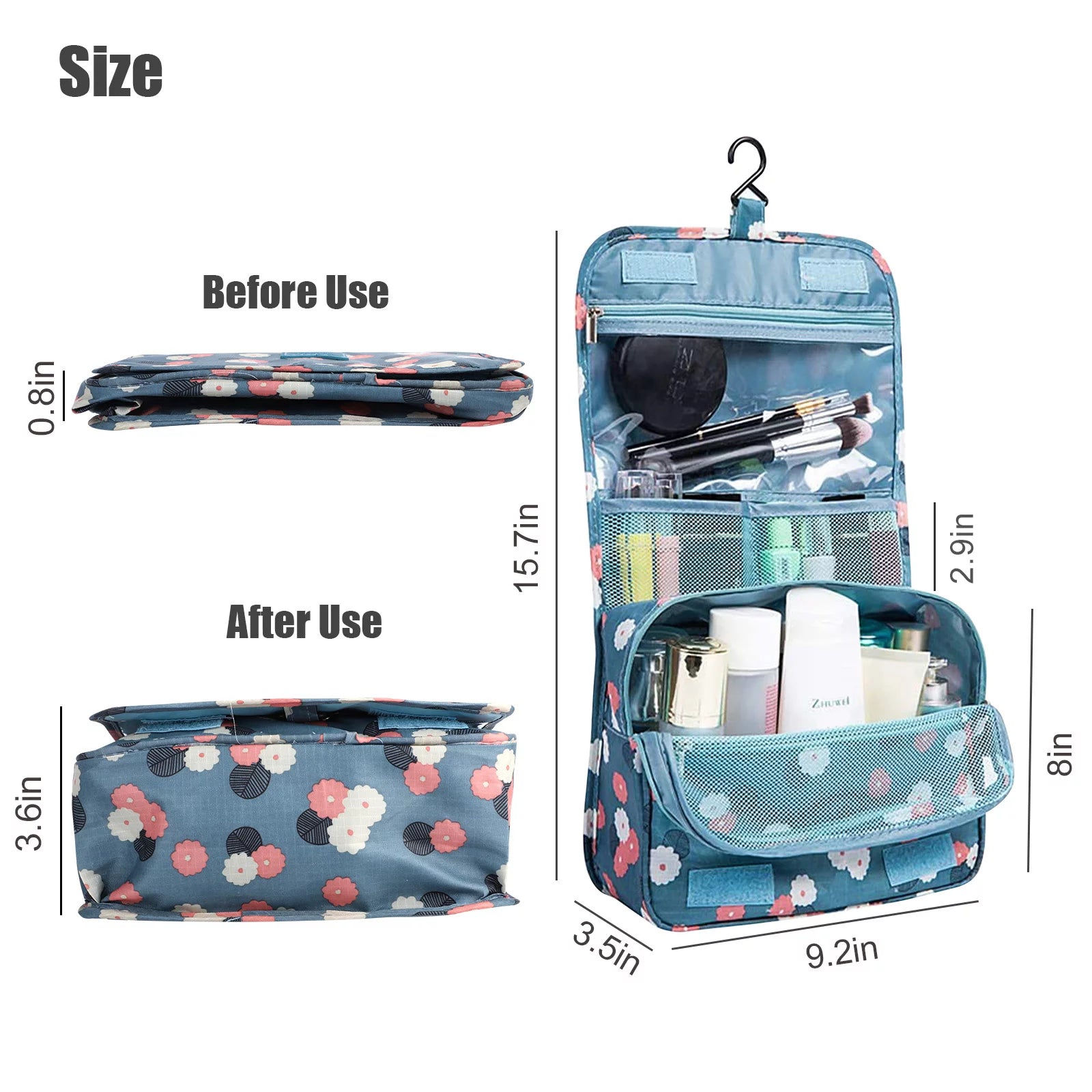 Travel Hook Cosmetic Bag, Hanging Dry Wet Separation Bag, Waterproof Cosmetic Bag, Portable Toiletry Storage Bag, Multifunction Travel Hanging Pouch, Beautician Folding Makeup Bag, Monument Hanging Toiletry Bag, Folding Makeup Bags