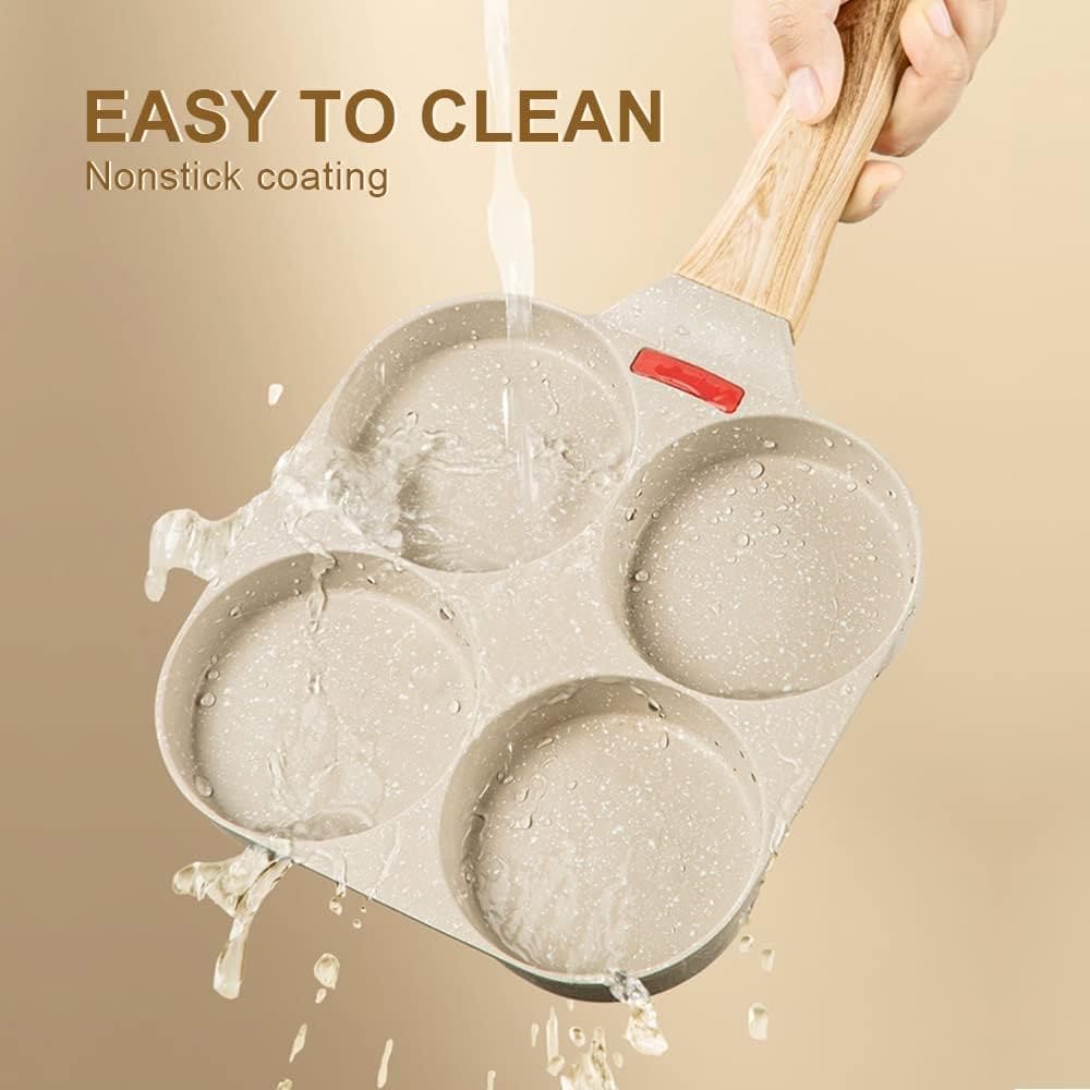 Four Round Egg Pan, Multi Pancake Pan, 4 Cavity Breakfast Omelet Pot, Non-Stick Frying Pan