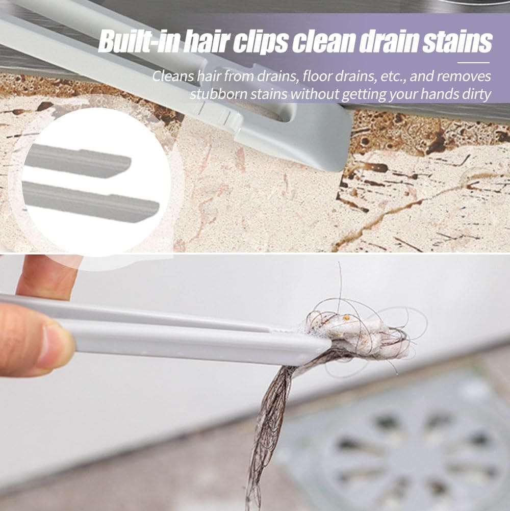 Rotating V Shaped Cleaning Brush, 2 In 1 Cleaning Brush Clip Tool, Bathroom Kitchen Shower Floor Cleaner Brush, Dead Angled Gap Cleaning Brush, Multifunctional Bathroom Tile Brush, Floor Gab Cleaning Brush