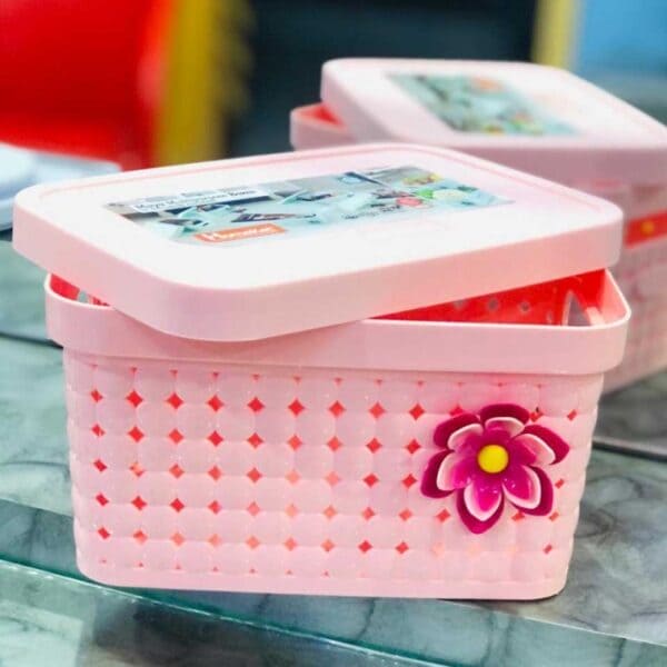 Flower Storage Basket, Multipurpose Home Kit Basket, Multifunctional Plastic Storage Basket, Vanity Storage Organizer With Lid