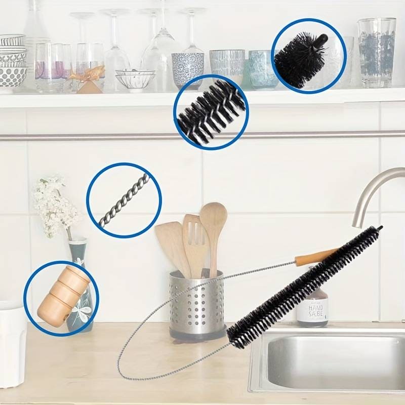 Bendable Vent Cleaning Brush, Wooden Handle Nylon Duster Brush, Flexible Long Multipurpose Duster, Household Coil Curling Brush