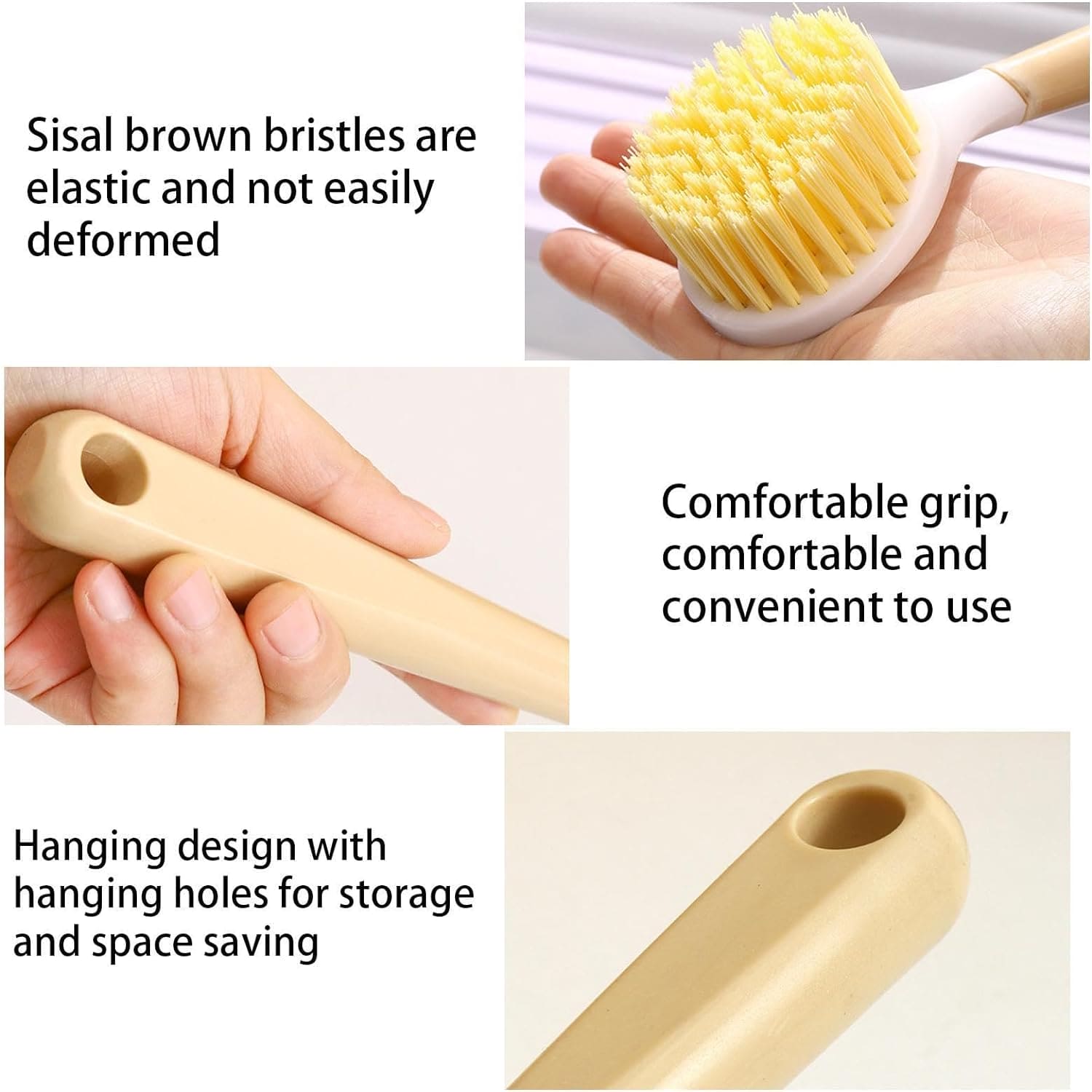 Dish Scrubbing Brush, Wooden Handle SIGA Dish Brush, Kitchen Scrubbing Brush, Washing Up Brush, Kitchen Bathroom Washing Scrubbing Brush With Small Handle, Shower Cleaning Brush, Non Stick Kitchen Multifunctional Cleaning Brush, Pot Scrubbing Brush