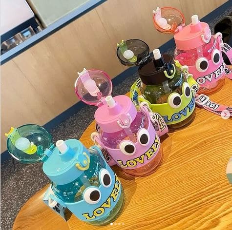 Lovely Kids Water Thermos, Kids School Bottle, 500ml Cartoon Water Container With Strap,  Cute Water Bottle Drinking With Straw Cup, Portable Leak Proof Straw Water Bottle